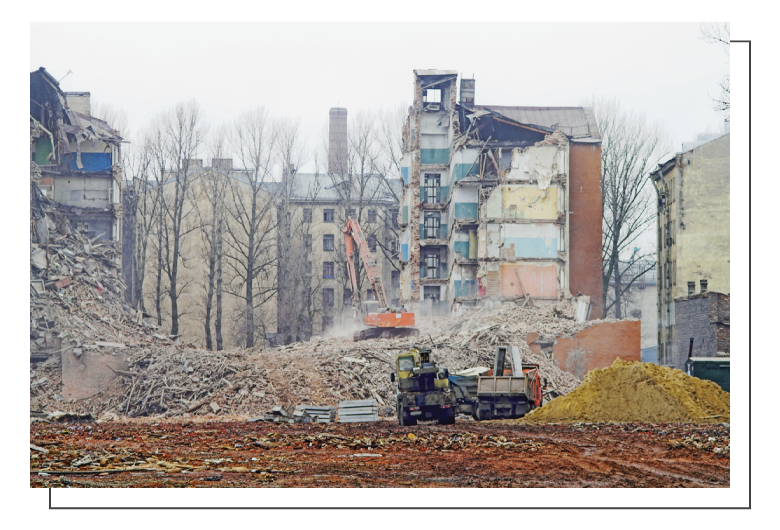 destroyed building