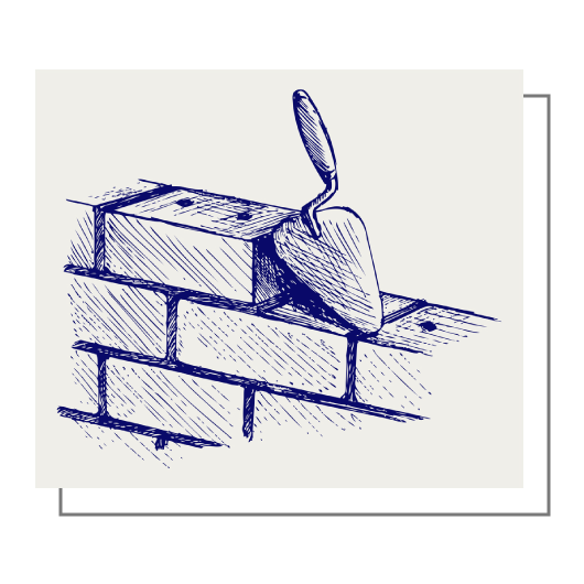 illustration of bricks and trowel